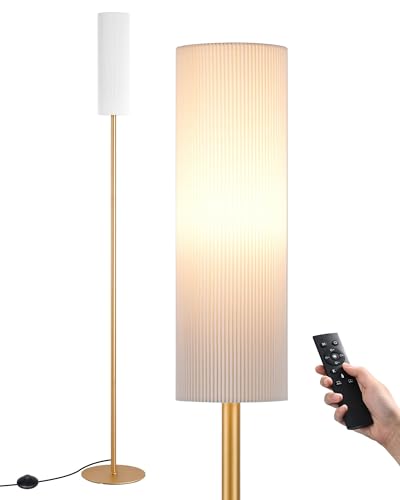 EDISHINE Stehlampe Wohnzimmer 165cm, Standleuchte LED Dimmbar, Stehleuchte Gold mit Fernbedienung & E27 Glühbirne (3 Farbtemperaturen 3000K-6000K), Mo