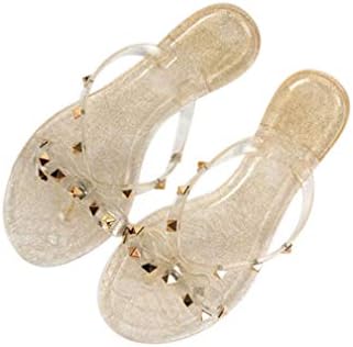 IYHIjggo Fashion Woman Flip Flops Summer Shoes Cool Beach Rivets Big Bow Flat Sandals Jelly Shoes Sandals Girls
