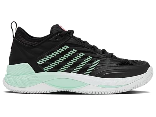 K-Swiss Femme Hypercourt Supreme 2 Clay Chaussure de Tennis, Noir, néon, Menthe, Blanc, 41 EU