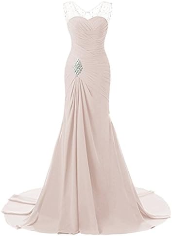 NOVIA Women's Mermaid Chiffon Evening Prom Dresses Long Beaded Bridemaid Gown 27