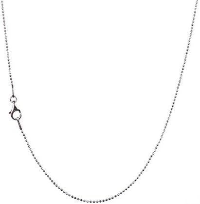 925 Sterling Silver 1.00 mm Diamond-Cut Bead Chain Necklace With Pear Shape Clasp-RHODIUM FINISH