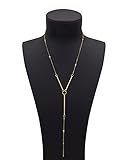 Geerier Gold Chain Y Type Simple Bar Necklace Pendant Bar Drop At Center Long Lariat Necklace With Ring