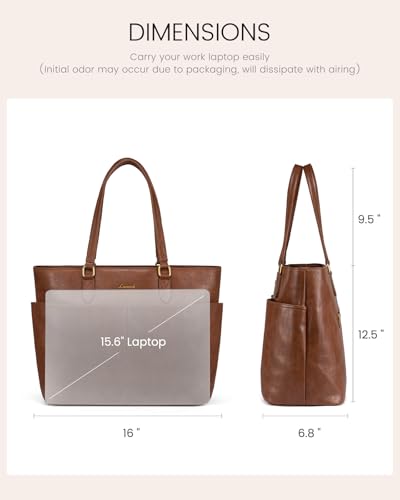 LOVEVOOK Laptop Handbags for Women, Large Tote Bags, Ladies Work Bag with Compartments, PU Leather Shoulder Bag, Designer Hand Bag for School, Office, Business