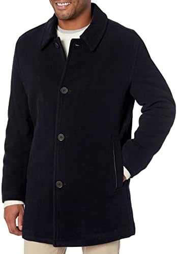 Cole Haan Wool Melton Stand Collar Jacket With Patch Pockets Black