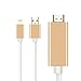 HDMI Cable, Shinefuture 6.4ft MHL To HDMI Cable 1080P HDTV Adapter For IOS 10 IPhone 5 5S 6 6S Plus 7 7 Plus， Plug and Play，No Need Personal Hotspot, WIFI,Upgraded Version (Gold)