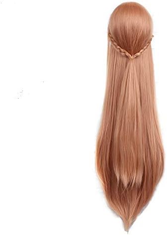 FWHWJ Cosplay Asuna Yuuki 100CM Long Wig Hair for Halloween Salmon Pink