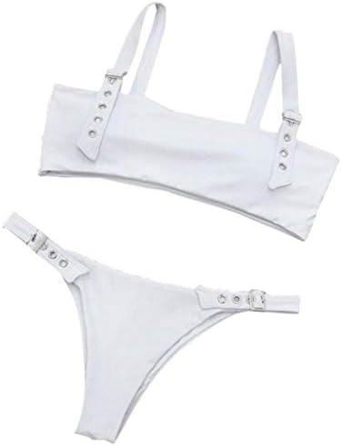 Sharemen Women's Two Piece Solid Split Swimsuit Bikini Swimsuit Beachwear