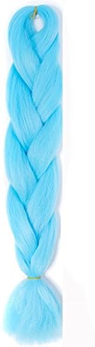 Stepupgirl 24 Inch Sky Light Blue Color Synthetic Big Afrika Amerika Mengepang Rambut Jumbo Braid for Girl Woman Hair Style