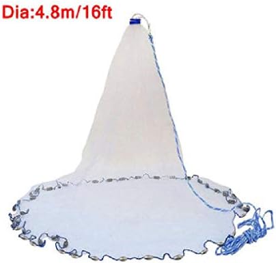 HEATAPPLY Net & Bucket, ZANLURE 8ft-16ft Mono Mesh 0.75/1LB Cast Net Salt Water Bait Fishing Casting Net Sinker, 4.8m