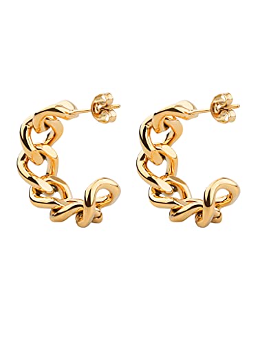a little something ® Boucles d'oreilles Stella - Pour femme - Plaqué or 18 carats (or et or rose) - Avec emballage cadeau durable certifié FSC®., Acier inoxydable,
