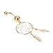 TOOGOO(R) Belly Ring Beautifully Gold Dream Catcher Feather Rhinestone Piercing Belly Button Navel Ring Barbell (Pink)
