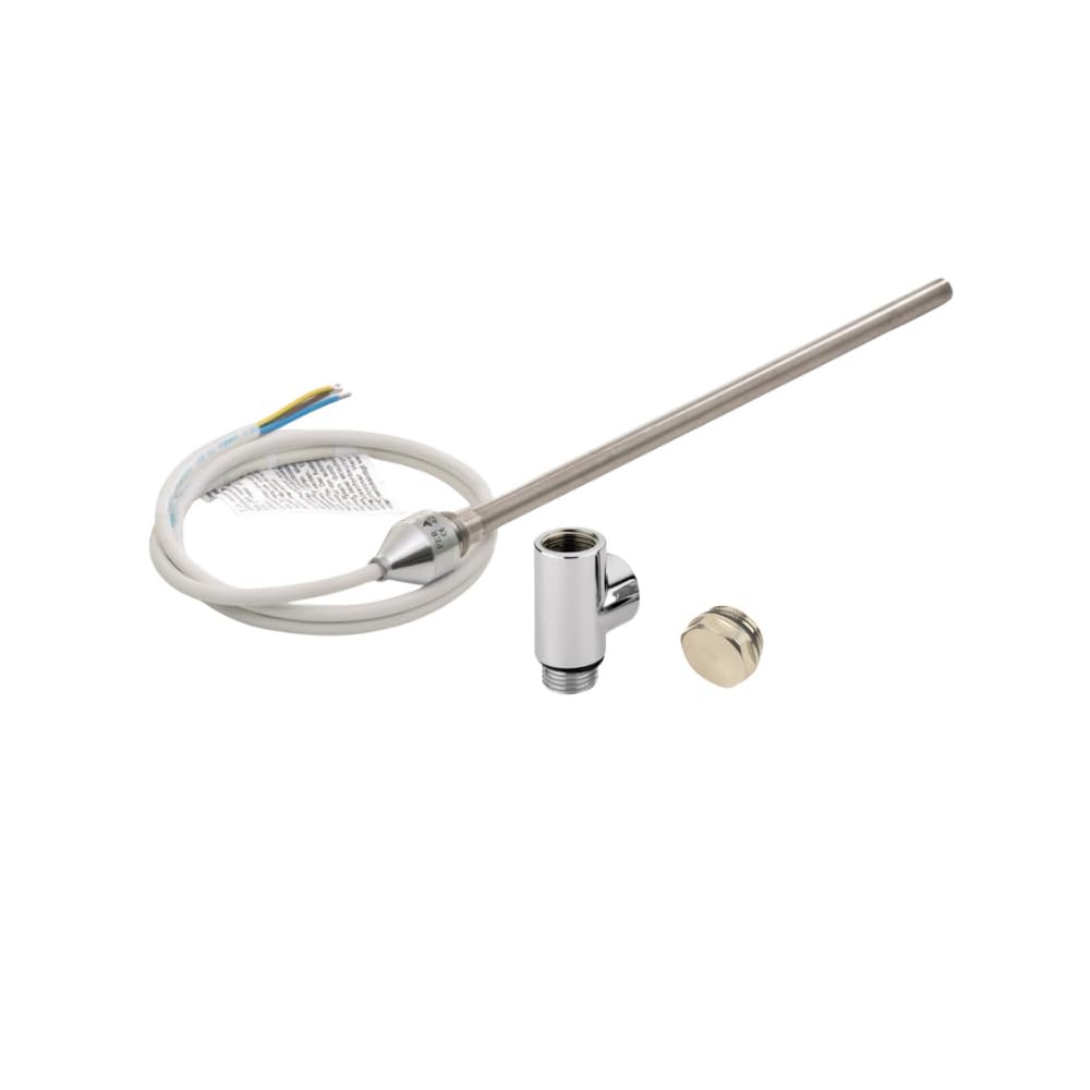 Valdern DUAL FUEL TOWEL RAIL ELECTRIC HEATING ELEMENT KIT (150W / 250W / 300W / 400W / 600W) FOR BATHROOM TOWEL RAILS AND RADIATORS WARMERS/CHROME CAP WITH T PIECE AND BLANKING PLUG (300 Watt)