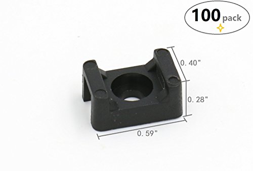 iExcell 100 Pcs Black 4.5mm Width Cable Tie Base Saddle Type Mount Wire Holder
