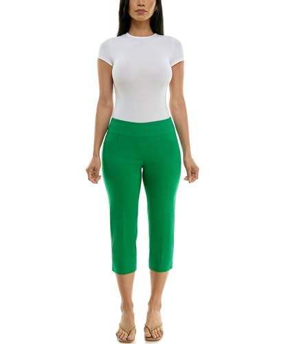Zac & Rachel Women's Pull-On Slim Leg Crop Pant, Jelly Bean, 20W