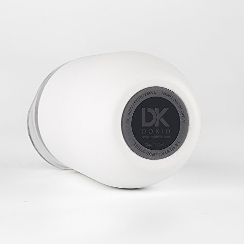 DOKIO Wine Glasses With Stainless Steel Straw 12oz Sippy Cup Tumbler White Stemless Double Wall Vacuum Insulated With Lid Unbreakable For Ice Hot Drink Coffee Champagne Cocktail Mug 2 Sets