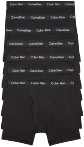 Calvin Klein Men's Cotton Stretch 7-Pack Boxer Brief, Black, M
