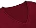 DUBACH Women 's Basic V-Neck Long Sleeve Irregular Hem Wine Red Loose Dress