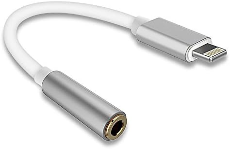Lightning to 3.5mm Headphone Jack Audio Adapter Lightning Connector Cable Converter, lightning charger and 3.5mm earphone Extender Jack Stereo for iPhone 7/7 Plus - Silver