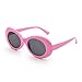 ZOGEEN Bold Retro Oval Mod Thick Frame Sunglasses Clout Goggles with Round 1212 (Pink&Black)