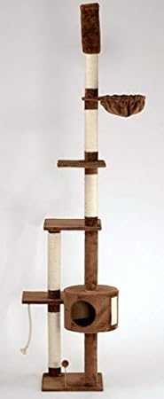 animal-design Katzen-Kratzbaum deckenhoch XXL beige oder braun - Lucy - mit Liegemulde, Wohnhöhle, Spielseil und Spielmaus