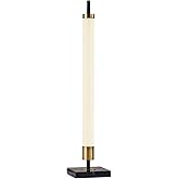 Adesso LED Table Lamp – Black with Antique Brass and Frosted Shade, 4-Way Brightness, 12W Integrated LED Accent Light for Liv