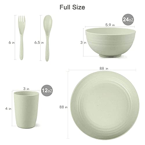 Wheat Straw Dinnerware Sets, 20 PCS Microwave Unbreakable Plates and