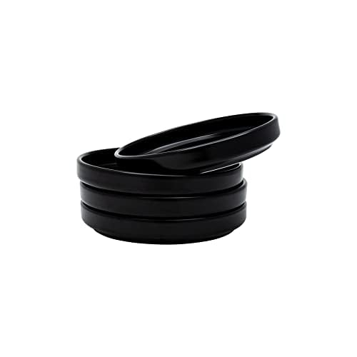 Photo 1 of Vikko Dessert Plate, Set of 4 Elegant Dessert Plates with Rim, Black, Porcelain, Stackable 6 Inch Dessert Plates, Dishwasher Safe