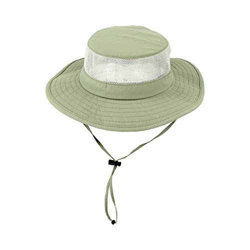 Light Olive Foldable Fishing UV Sun Hat w/ Vented Mesh, Outdoor Cap, Light Olive, Large/X-Large