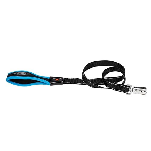 Ferplast ERGOFLUO G Dog Lead - MATIC Automatic Closure Technology - Soft Padding - Reflective & Anti-Abrasion - Extra-Resistant Seams - Italian Design - 120 x 2 cm, Blue
