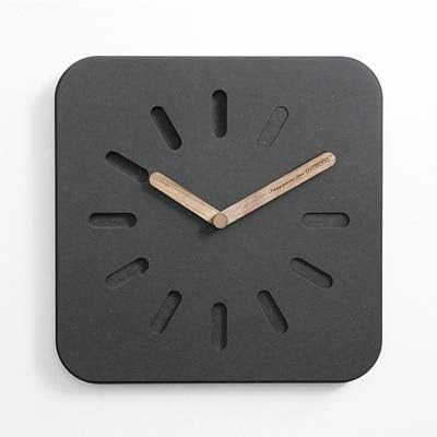 HAVIPRO EMITDOOG Non Ticking Modern Home Decoration Retro Square Clock Concrete Wooden Black DIY Wall Clock for Gift