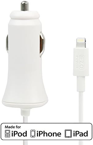 iPhone Car Charger EZOPower Apple Certified MFI USB 8-Pin Lightning 2.4A Car Charger For for iPhone X, 8, 8 Plus, 7, 7 Plus, 6S, 6S Plus, 6, 6 Plus, SE, 5, 5S, iPad Pro, Air 2, Mini 3, iPad Pro, iPad 9.7 - White