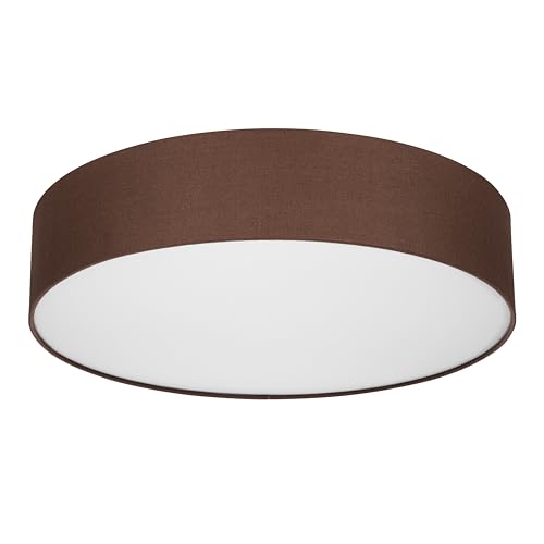 REV Deckenleuchte - Deckenlampe rund 50cm mit Stoff-Lampenschirm im Vintage-Look – ideal für Schlafzimmer & Wohnzimmer, braun
