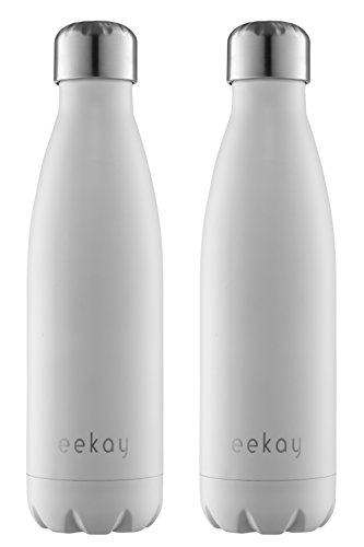Stainless Steel Vacuum-Insulated Water Bottle, 2 Pack, BPA Free, Leak Proof, Hot & Cold, 25 oz. or 17 oz.  - by Eekay Wares