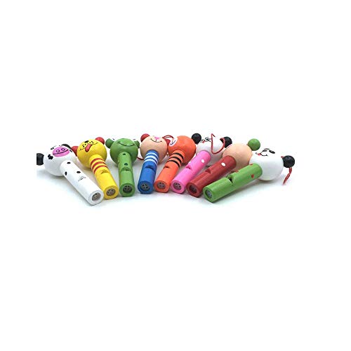 Auch 8Pcs Kids Children Cartoon Animal Wooden Whistle Musical Instrument Toy for Party Sports Kids Novelty School Parades Game Accessories Party Favors and Supplies Backpack Decoration