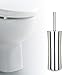 MyGift Sleek Modern Chrome Plated Bathroom Toilet Cleaner Brush w/Canister Holder