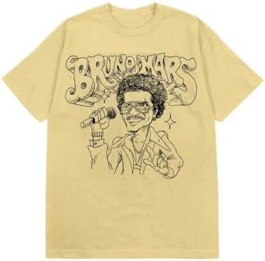 Bruno Mars Official Merch Guitar T-Shirt, Blue, Small | Amazon.com