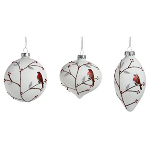 Premier-Kerst-Decoraties-Wit-wVogel-Scene-kerstballen-Single