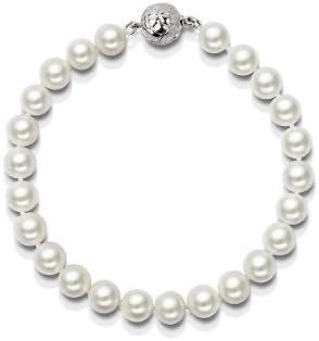 New Legend PearlsSingle Strand AAA White Freshwater Cultured Pearl Bracelet 7.5-8.0mm