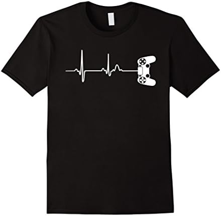 Mens Gamer Heartbeat T-Shirt For Video Game Players Medium Black
