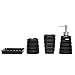 MyGift 4 Piece Ribbed Black Ceramic Bathroom Accessory Set w/Toothbrush Holder, Tumbler, Soap Dish & Dispenser