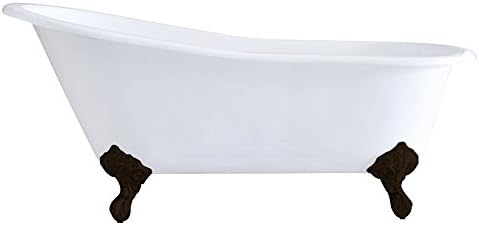 Cambridge Plumbing ST61-NH-ORB 61" x 30" Cast Iron Slipper Clawfoot Tub with No Faucet Drillings &amp; Oil Rubbed Bronze Feet, 61" x 30" x 28"