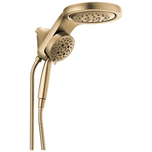 Delta Faucet HydroRain H2Okinetic Dual-Duschkopf mit Handbrause, Gold-Duschkopf mit Schlauch, Handbrause, 2,5 GPM Durchflussmenge, Lumicoat Champagne Bronze 58680-CZ-PR25