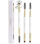 Docolor Duo Eyebrow Brush, 3Pcs Professional Angled Eye Brow Brush and Spoolie Brush For Shaping ...