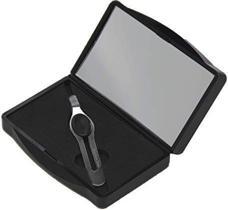 10x Magnifying Compact Mirror with Tweezer - Black