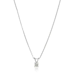14k Gold Round-Cut Diamond Solitaire Pendant Necklace (K-L Color, I1-I2 Clarity), 18"