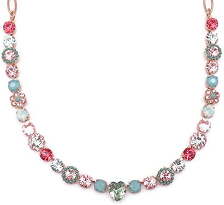 国内正規総代理店アイテム Mariana Boloria Dia スワロフスキー クリスタル ゴールドトーン ネックレス 11 ピーチ ピンク フラワー グリーン ハート モザイク