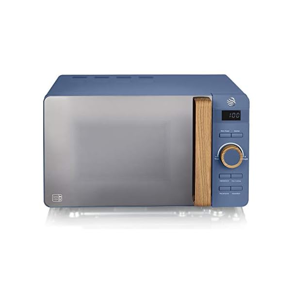 Swan-20L-Nordic-Digital-Microwave-6-Power-Levels-Wood-Effect-Handle-Soft-Touch-Housing-and-Matte-Finish-800W-Blue-SM22036BLUN Swan 20L Nordic Digital Microwave, 6 Power Levels, Wood Effect Handle, Soft Touch Housing and Matte Finish, 800W, Blue…