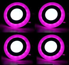 16W (12+4) LED Side Pink Round Ceiling POP Panel Light 3D Effect Lighting (Double Color) Pack of 4