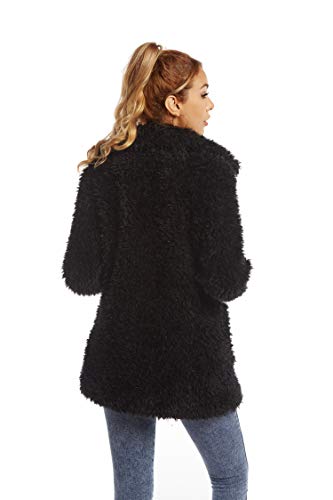 Elegant Faux Fur Coat Women 2019 Autumn Winter Warm Open Front Jacket Cardigan Overcoat Casual Outerwear M