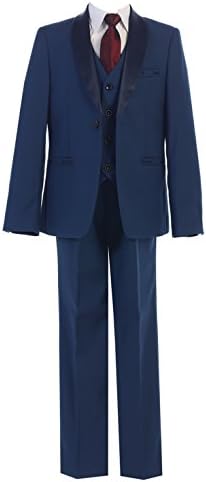 BJK Collection Boys’ 5 Pcs Designer suits Navy Blue Set Sizes 2-20